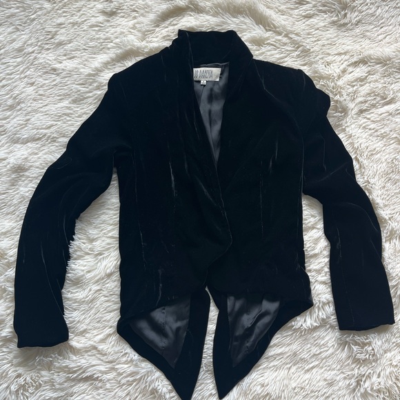 BB Dakota Black Velvet Blazer with Asymmetrical Hem - Picture 1 of 7